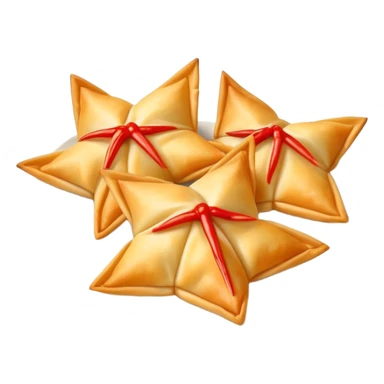 Crab Rangoons with a dipping sauce sticker