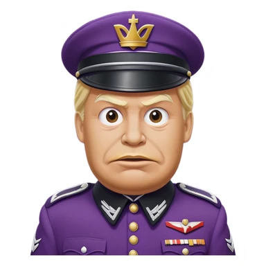 Grimace from McDonalds fighting Donald trump in a 1940s German war uniform sticker