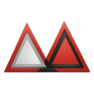 A triangle cut in half. The left half is colored in red and the right part is colored in black sticker
