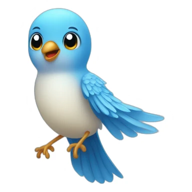 Small babyblue bird flying sticker