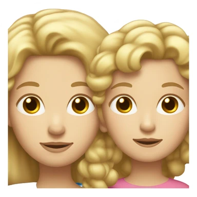 Blonde mom with straight hair and white skin and her curly brown adult daughter sticker