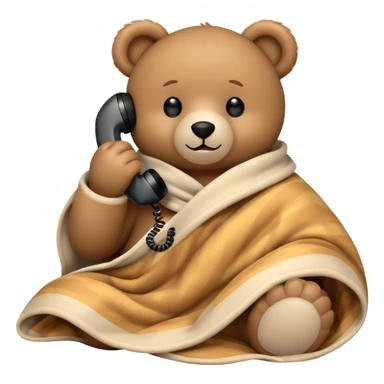 teddy bear cozy in blanket phone call sticker