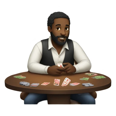 Black man with beard playing a card game sticker