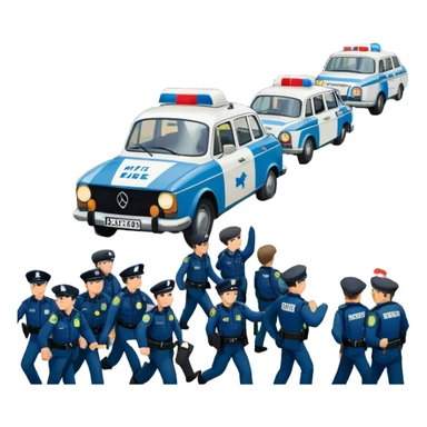 West German protest scene, 1968, young people with colorful protest signs saying 'Make Love Not War' and 'Mehr Demokratie wagen', BRD flag, flowers, police in background, lively mood sticker