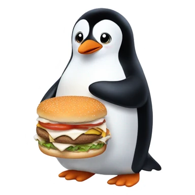 Cute penguin eating White Castle burgers sticker