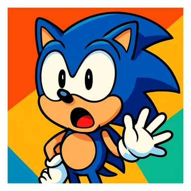 Sonic the Hedgehog with a surprised expression, vibrant toon style sticker