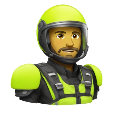 guy with a helmet yellow fluo sticker