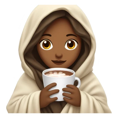 brunette girl wrapped in a blanket with a cup of hot chocolate sticker