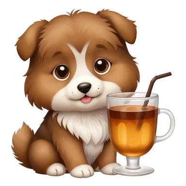 puppy with a drink sticker