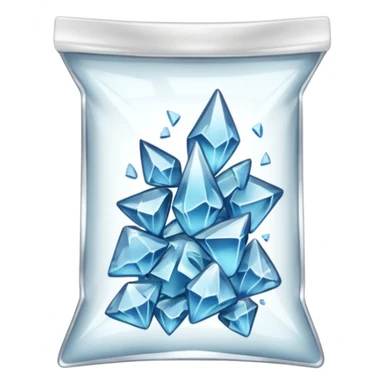 A transparent baggie containing clear glass pieces crushed into shards and chunks sticker