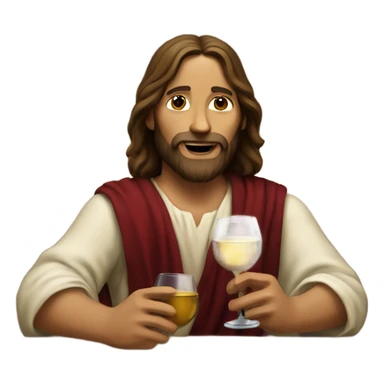 Jesus drinking wine sticker