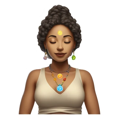 Light skin lady with 7 chakra symbols meditation  sticker