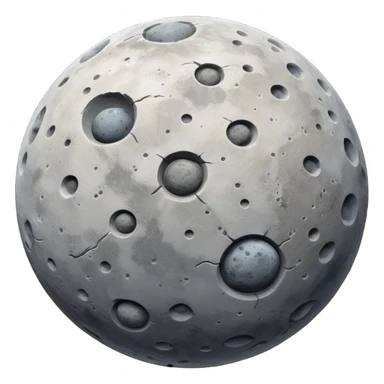 round rocky gray planet emoji, cratered asteroid or moon, pitted marks, rough patches sticker