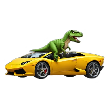 a T-Rex driving a lamborghini sticker