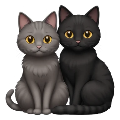 1 grey cat and 1 black cat cuddling sticker