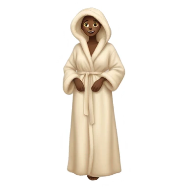 Cozy fluffy beige morning gown sticker