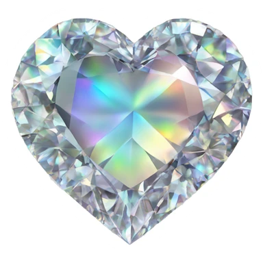 Heart shaped 56-carat iridescent diamond cluster sticker