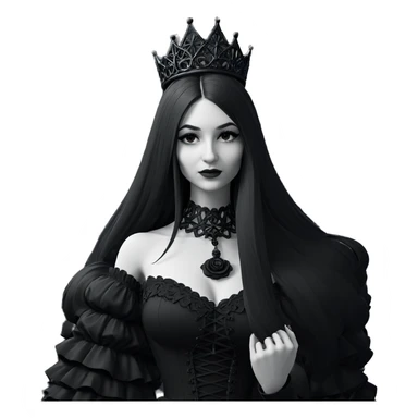 gothic girl in monochrome dress sticker