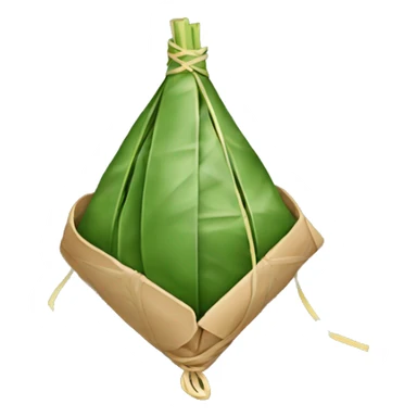 A traditional Chinese zongzi, wrapped , in a triangular shape. The zongzi is wrapped by bamboo leaves and tied with a string.  sticker