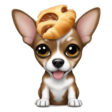 black and tan chihuahua puppy eating a croissant  sticker