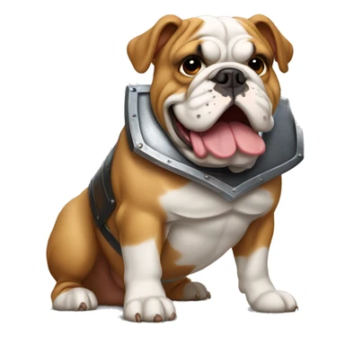 english bulldog with a shield sticker