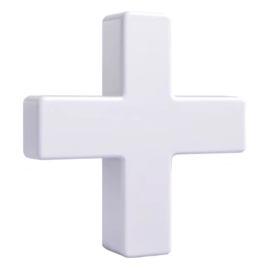 white plus sign, 3D, glossy finish, Microsoft fluent emoji style sticker