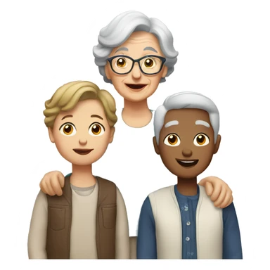 Grandma with a boy and girl sticker
