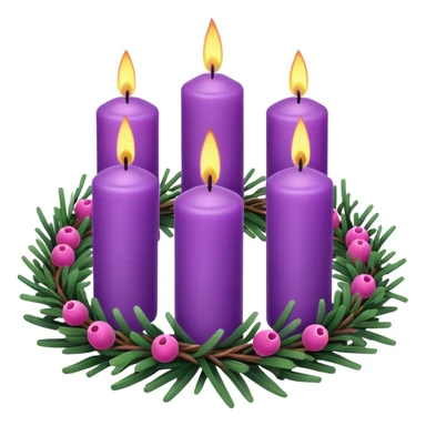 advent wreath with 3 purple candles and one pink candle sticker