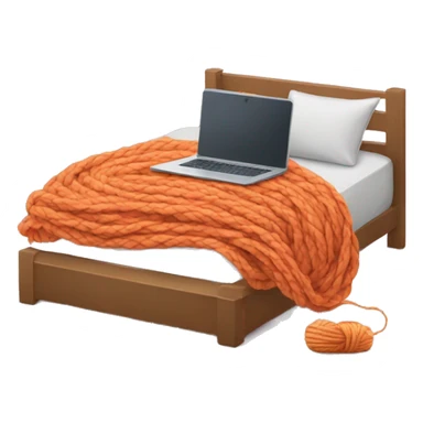 Bed + laptop + yarn skein sticker