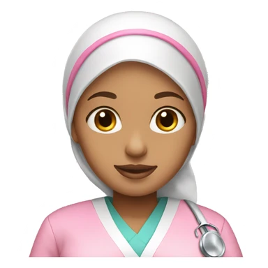 White skin Nurse with pink hijab sticker