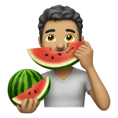 Guy eating watermelon sticker