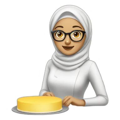 hijabi girl with glasses baking a cake sticker