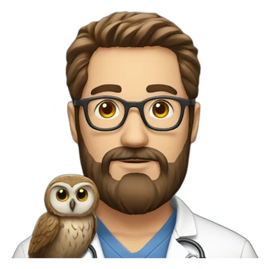 Man-beard-doctor-with-owl sticker