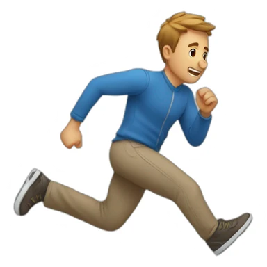 a guy running and starting to fall on the ground sticker