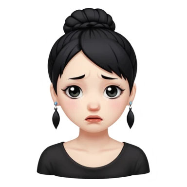 A girl who's goth with black hair in a bun crying in tears  sticker