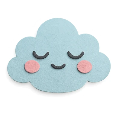 adorable pastel sleepy cloud, half-closed eyes, no arms or legs, full body, kawaii paper craft style sticker