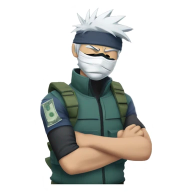 Kakashi doing money spread on his arm  sticker