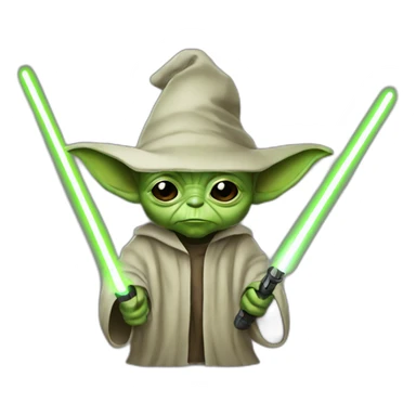 Yoda witch computer and lazer saber sticker