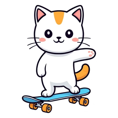 cat skateboarding sticker