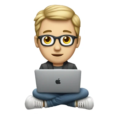 white boy music producer with macbook sticker