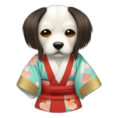 hot-guy-noh-dog-mask-longhair-japanese-kimono sticker