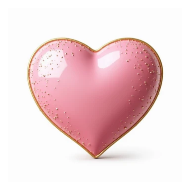 photorealistic pink heart with sparkles, gold outline, and a glossy finish, white clean background sticker