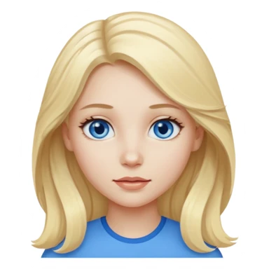 A pale girl with blue eyes and blonde and long slightly wavy hair  sticker