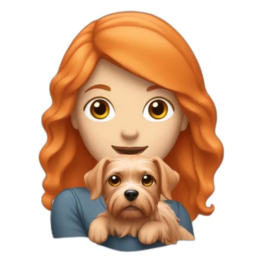orange hair woman holding yorkshire dog sticker