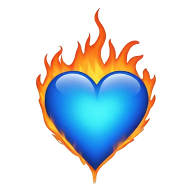 Blue heart on fire sticker