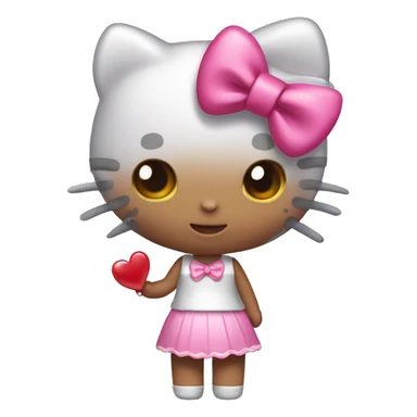 Hello kitty with pink bow on head with a pink heart in her hand sticker