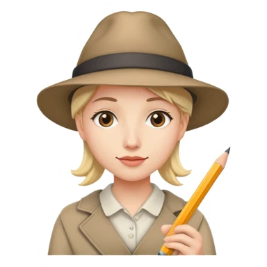 Person mit Bleistift in der Hand und Hut auf sticker