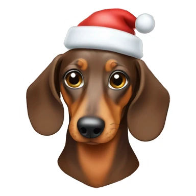Dachshund wearing a Santa hat sticker