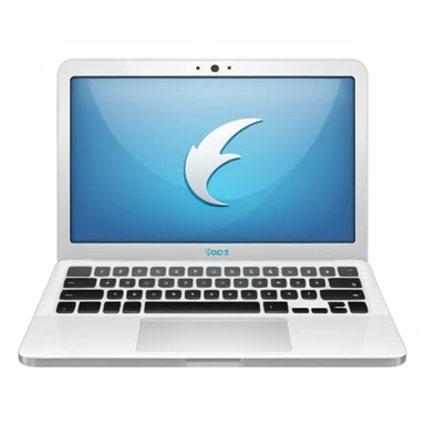 a white laptop on a black background sticker