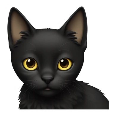 One petite, solid black furred cat. Light yellow eyes. Pointed ears like a lynx cat. Fully body black and no other color markings. Facing forward and standing with ears slightly tilted. sticker